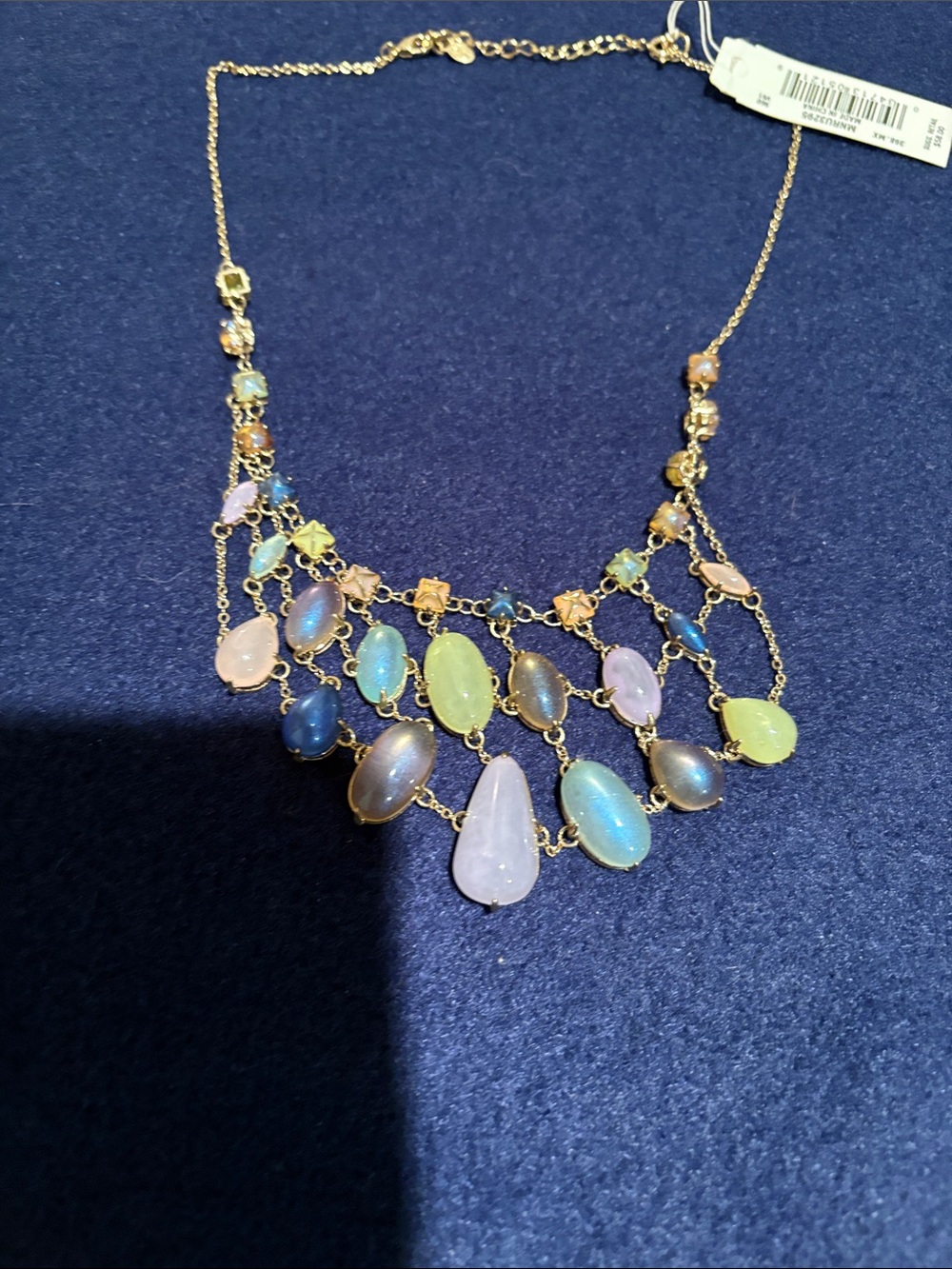 Monet Gold-Tone Multicolor Stone Bib Necklace